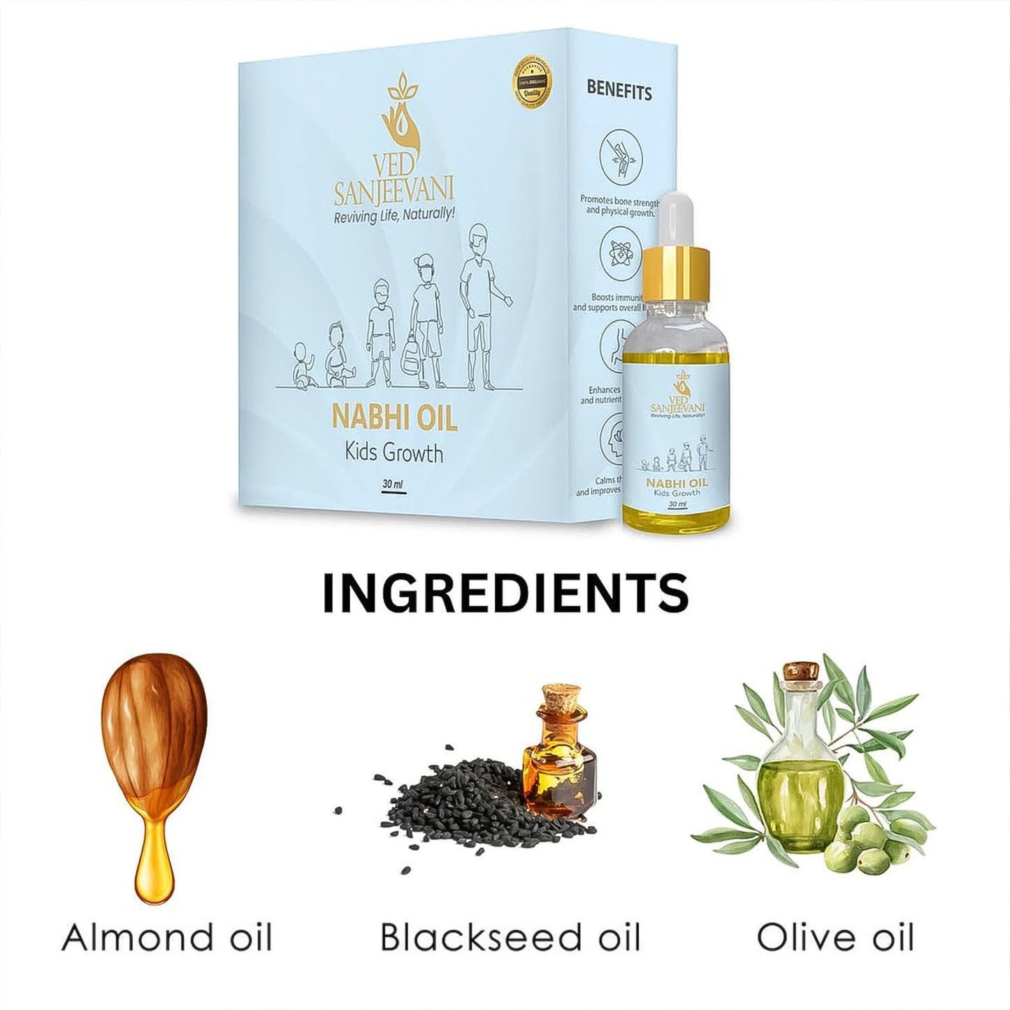 Growth booster herbal belly oil to enhance child's height and immunity