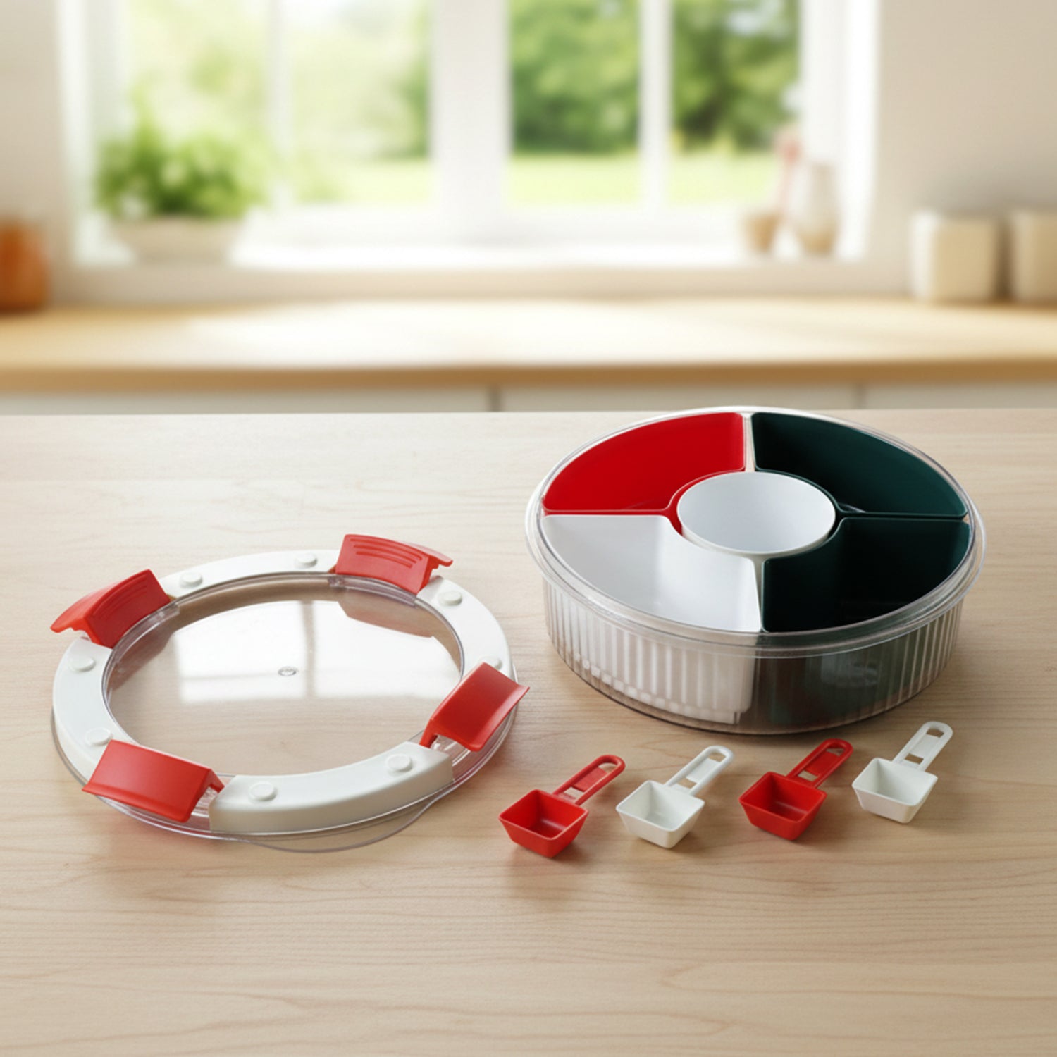 Multi-compartment spice storage box with lids