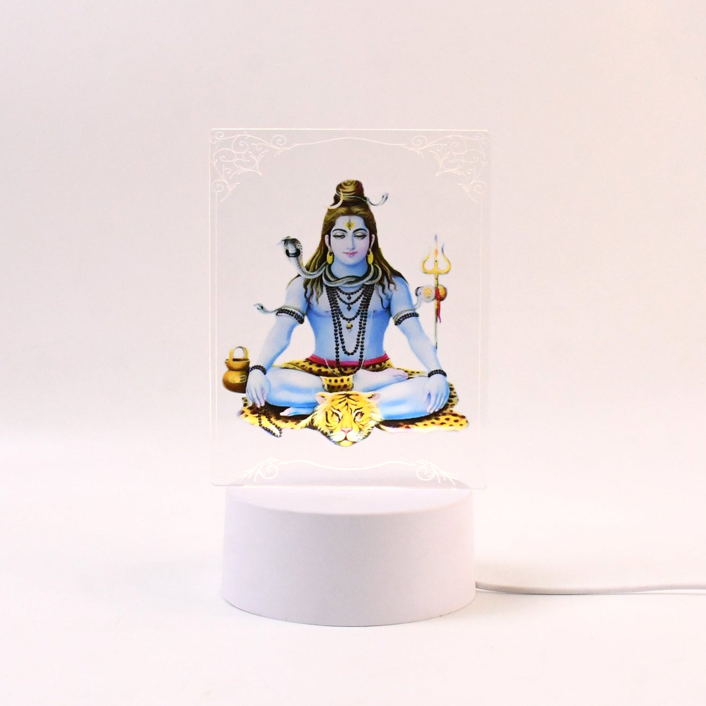 Intricate UV printed details visible on Lord Shiva 3D LED frame