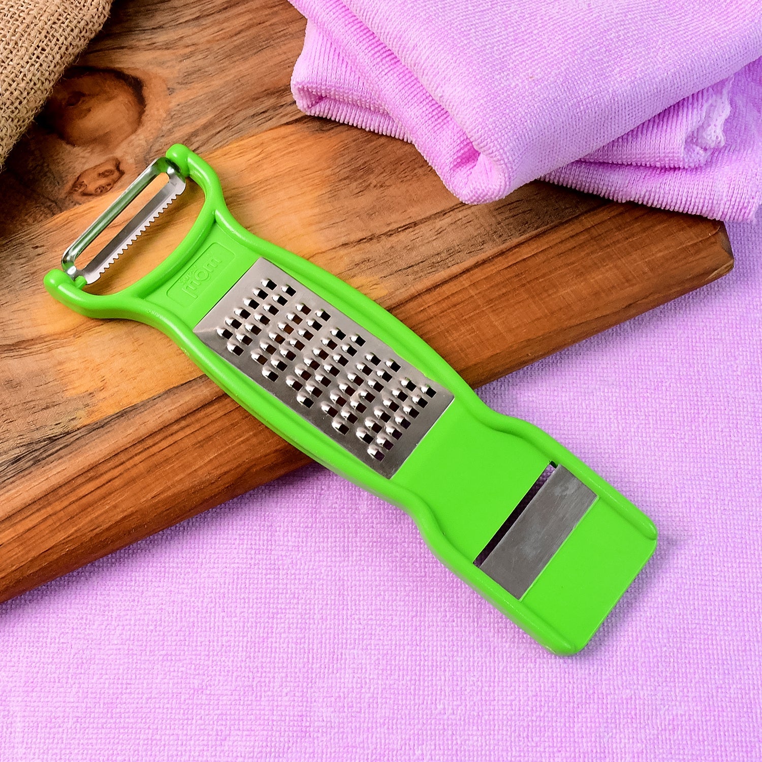 Compact 3-in-1 kitchen peeler tool for peeling, grating, and slicing