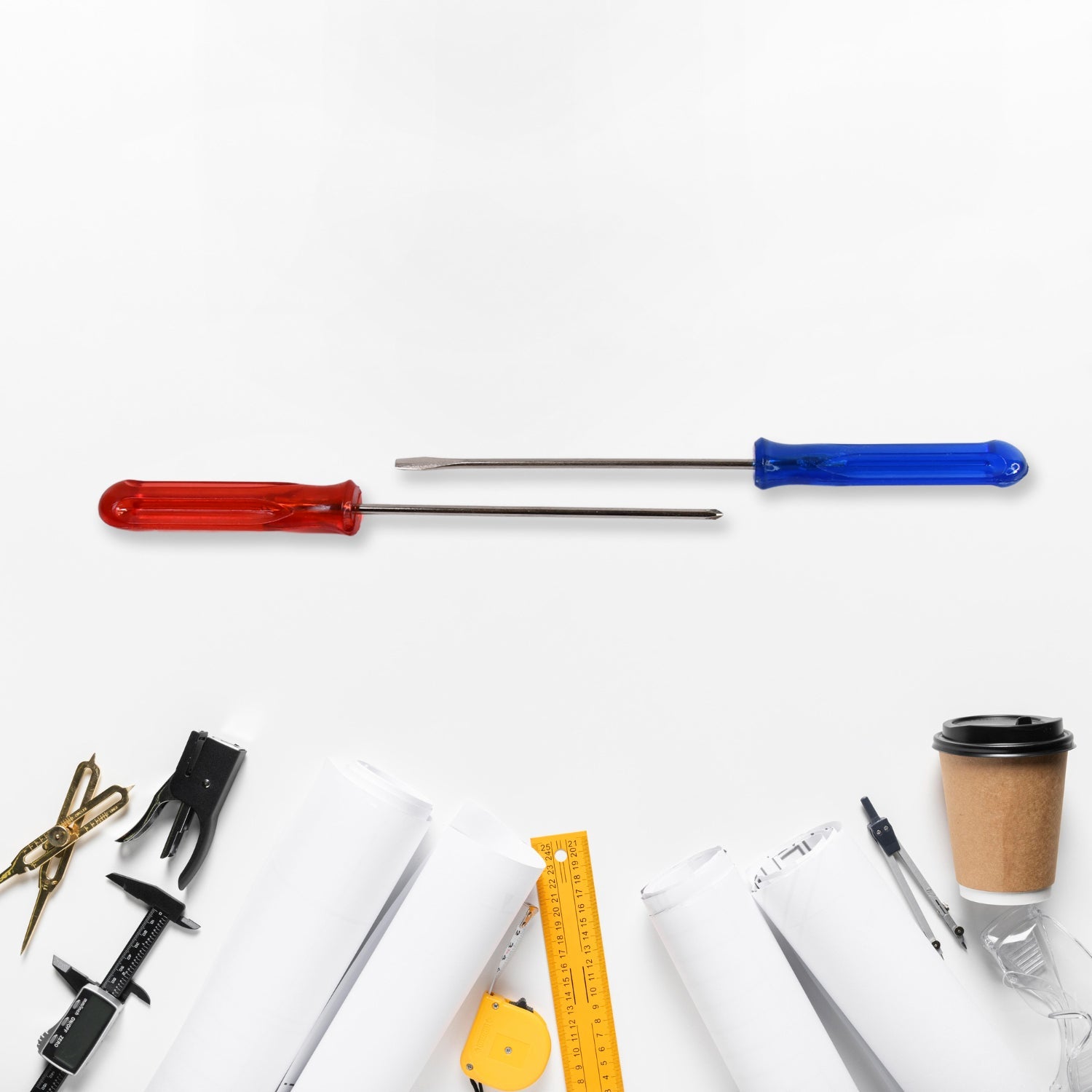 Close-up view of tools included in the 7-piece hand tool kit