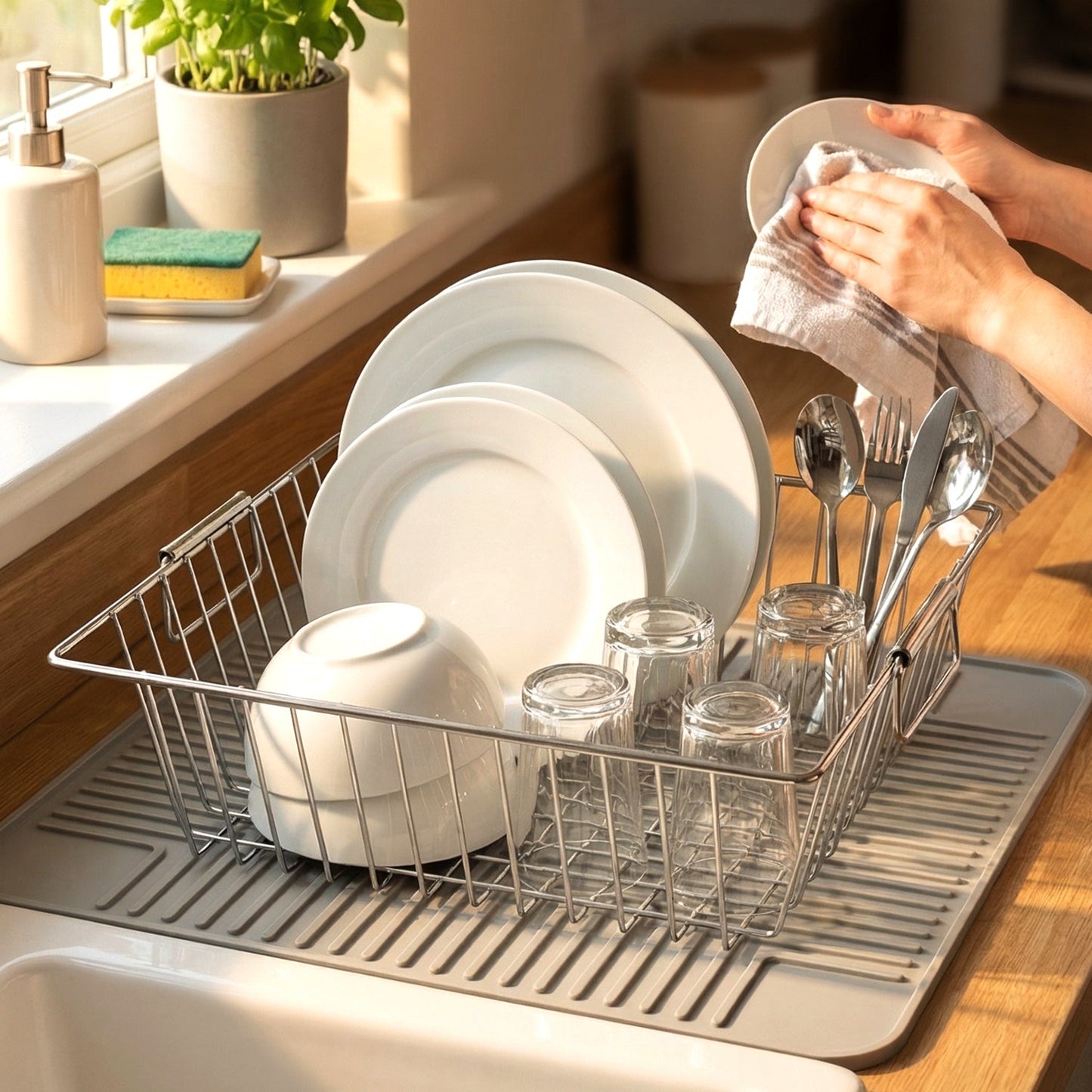 kitchen drain organizer for utensils and dishes