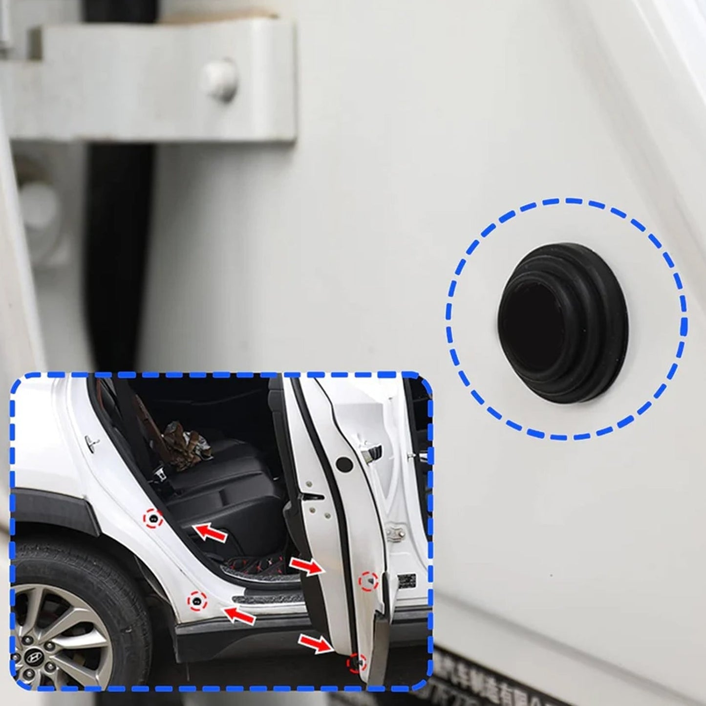 Close-up of durable rubber car door shock absorber material with textured surface