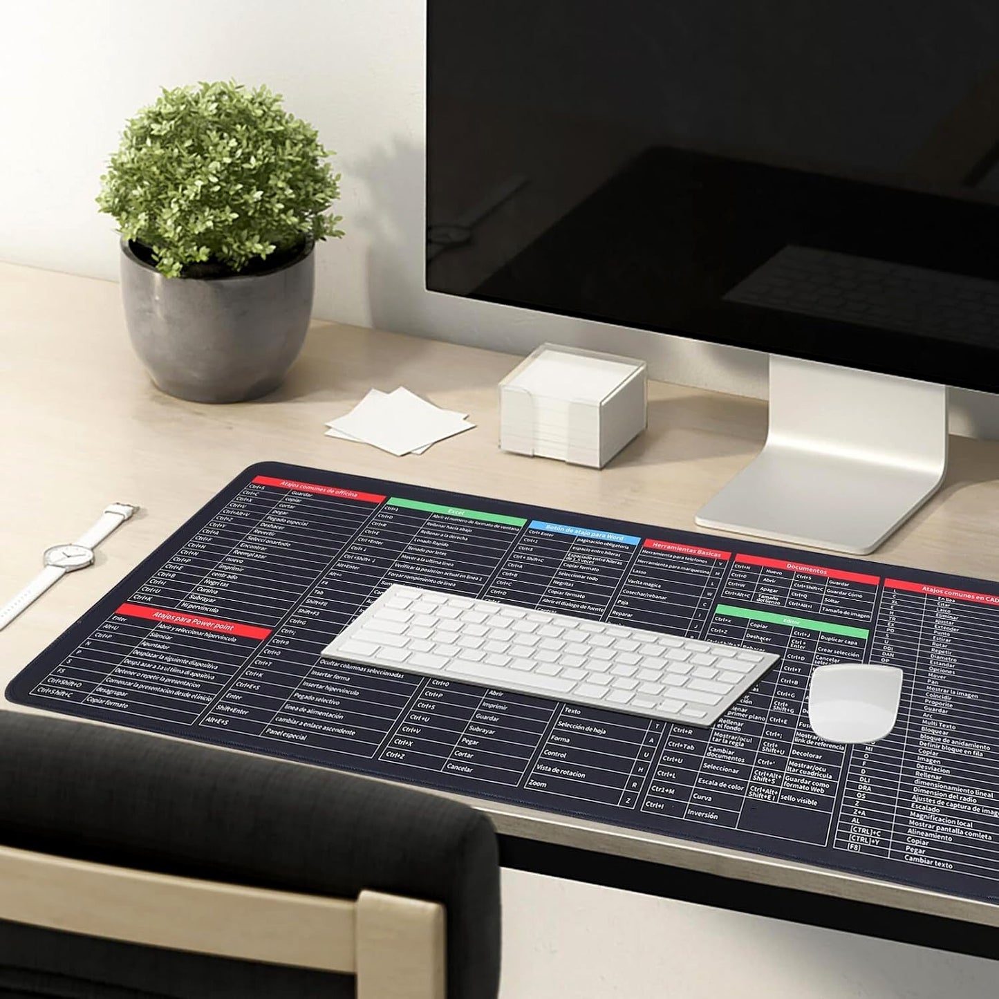 Large Shortcut Keyboard Mat featuring essential productivity keys for office work.