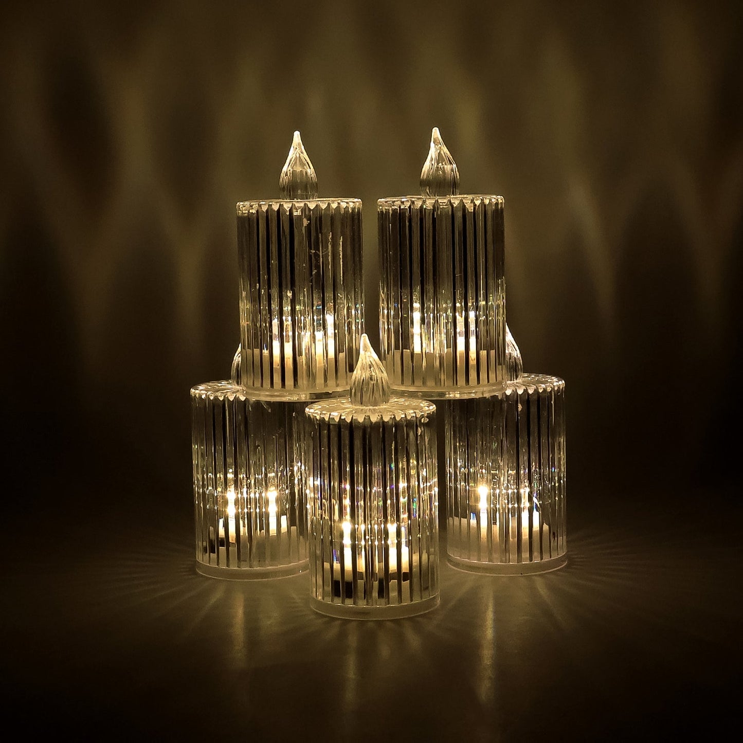 Decorative LED flameless candle light casting ambient glow indoors