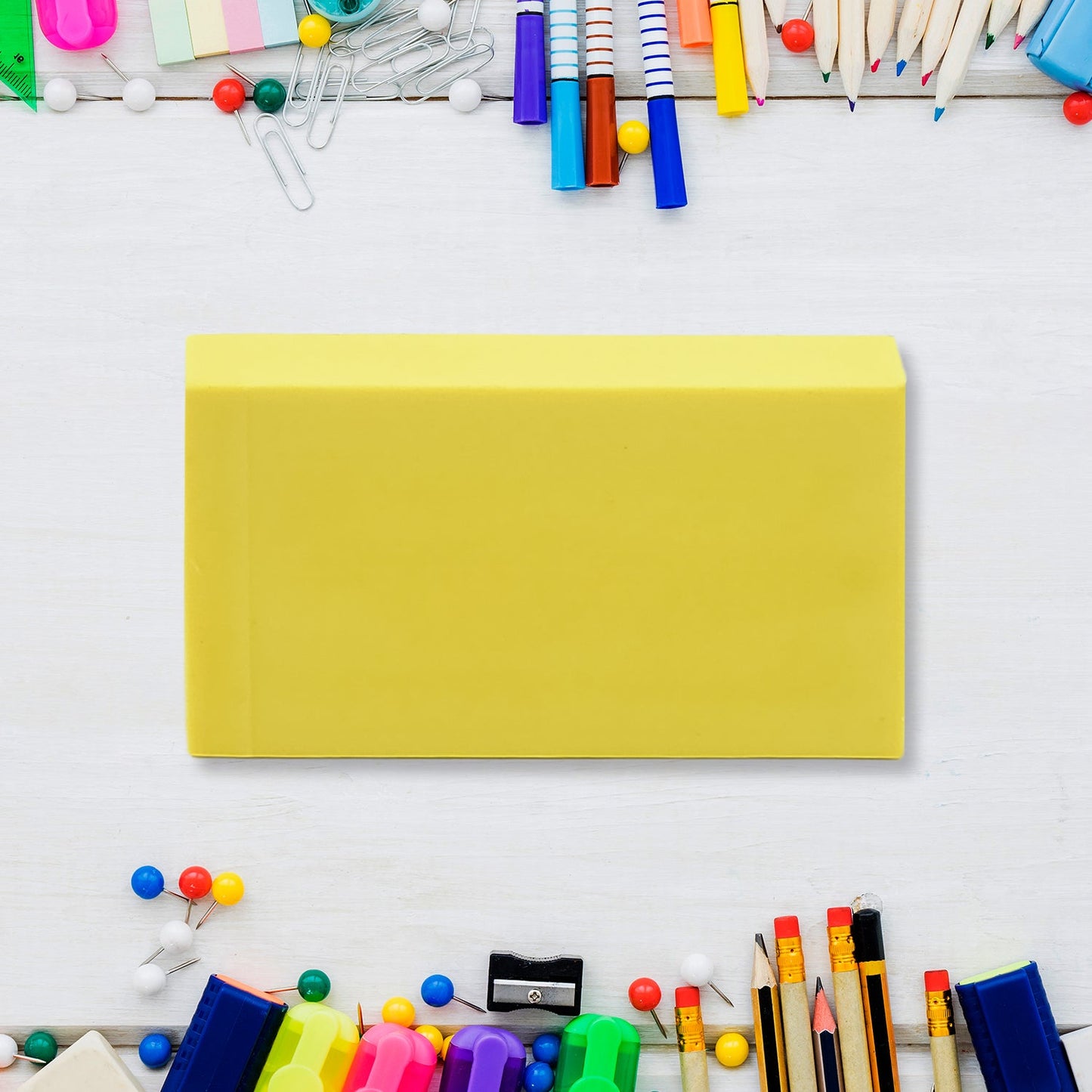 Variety of fancy erasers in different shapes and colors for kids.