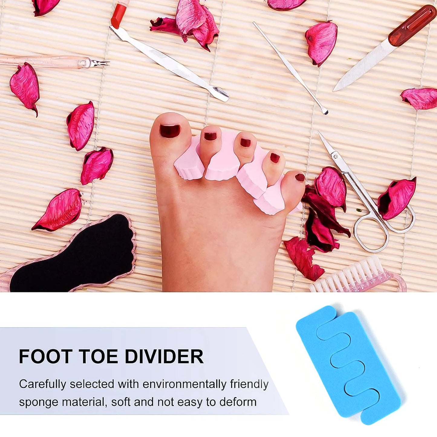 Colorful sponge toe separators designed for hallux valgus alignment