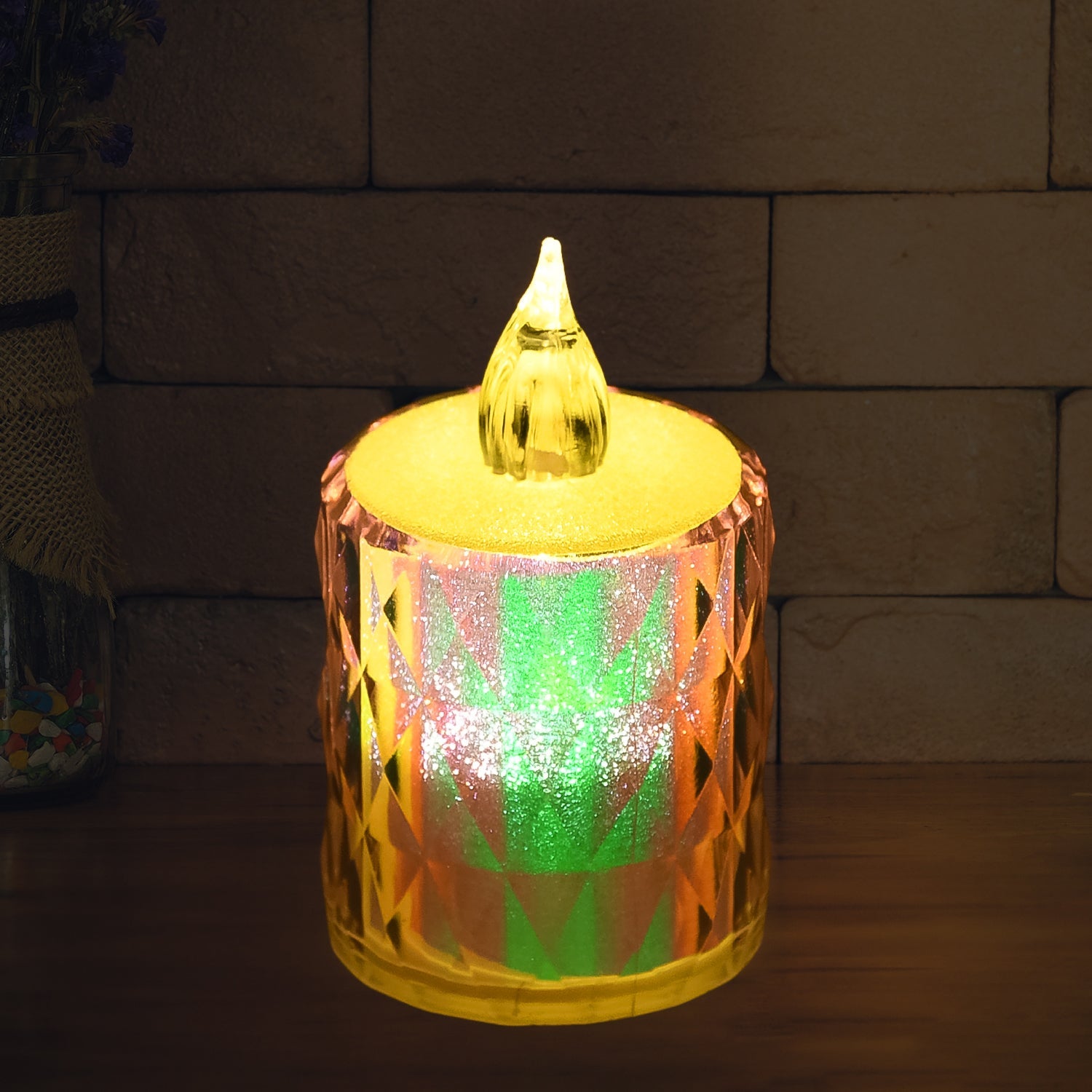 Group of 24 flameless LED tea light candles arranged for Diwali decoration.