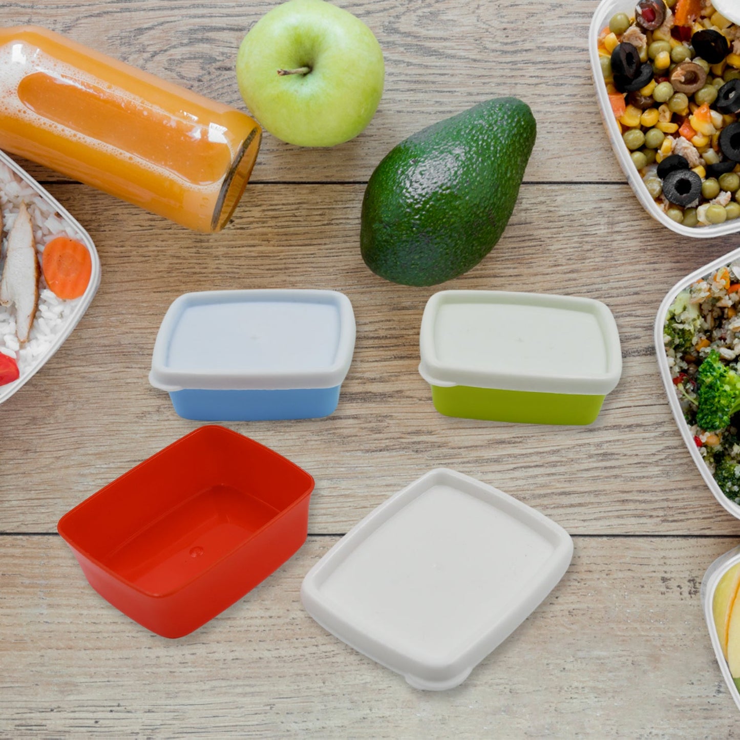 Set of Tidy Table's airtight food containers placed on a modern kitchen counter.