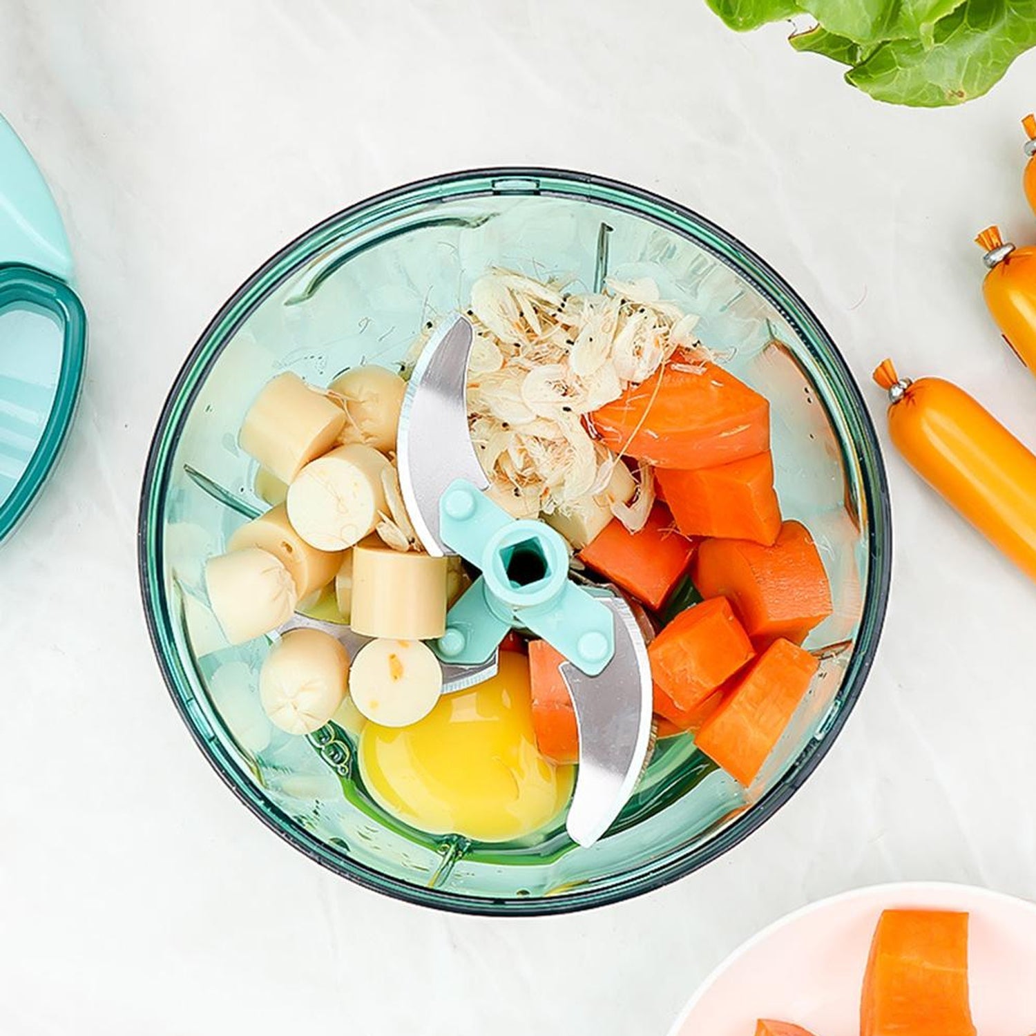 Extra sharp 5-blade stainless steel vegetable slicer for quick meal prep.