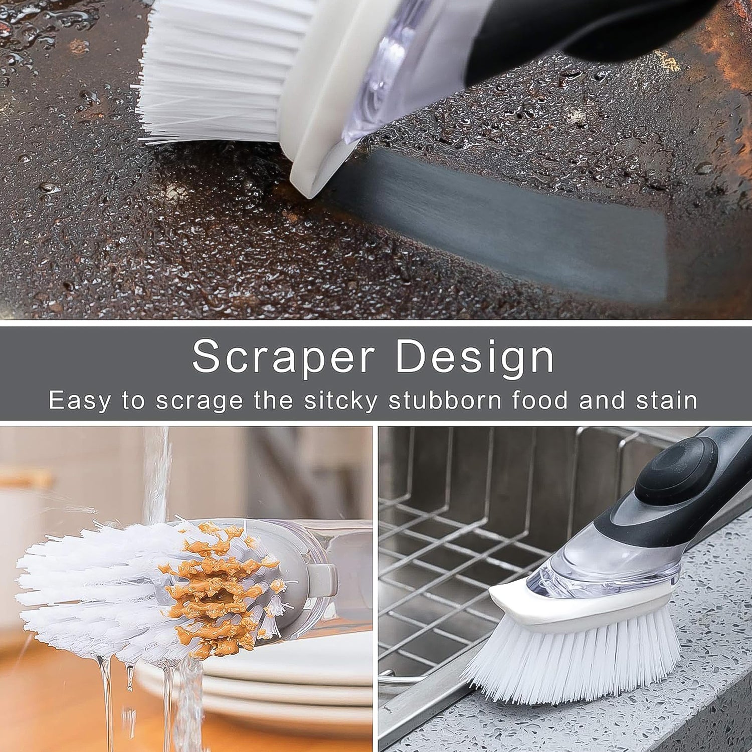 Detailed view of the easy-to-open cap for refilling soap in the dish brush handle.