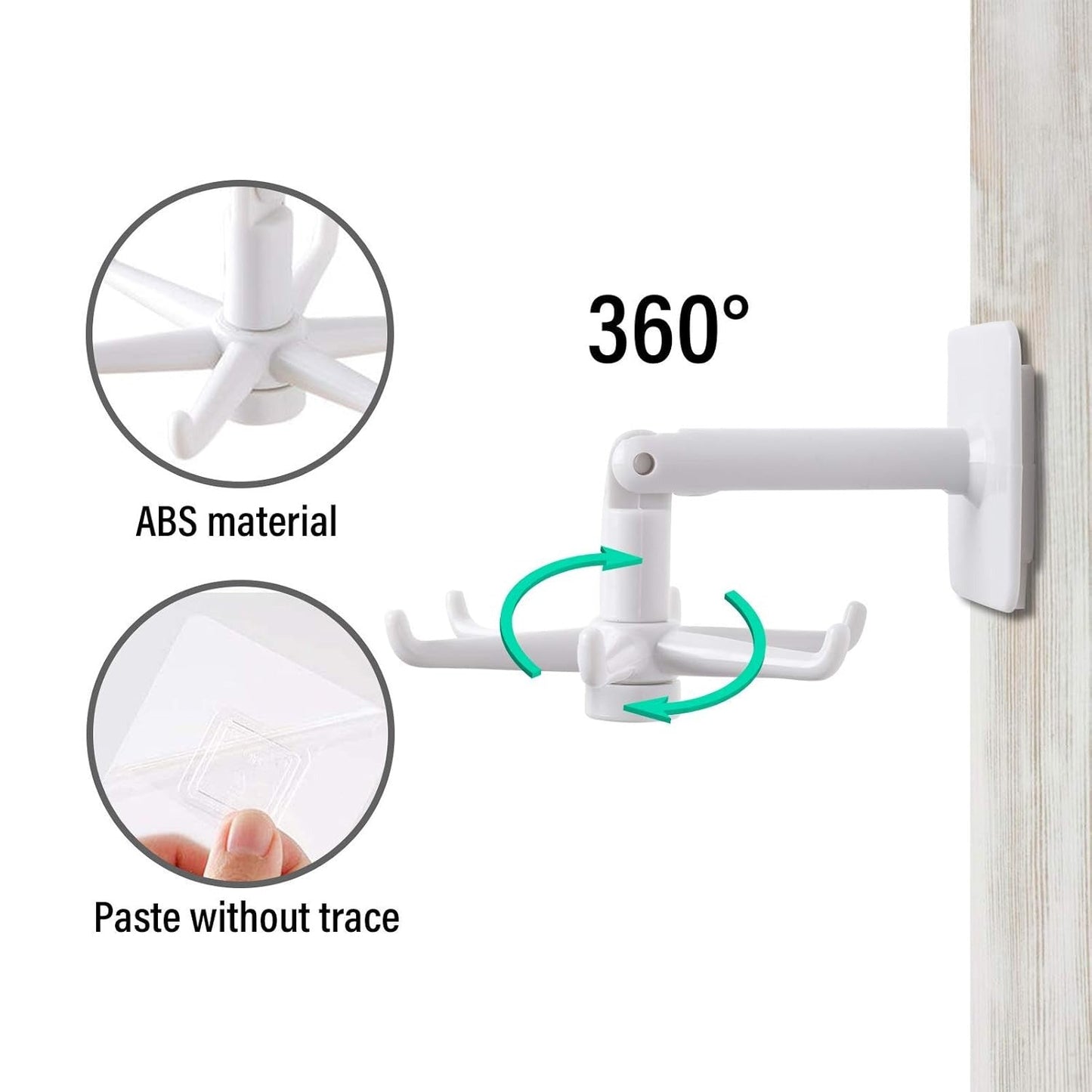 Close-up of the wide self-adhesive wall hook securely holding kitchen utensils.