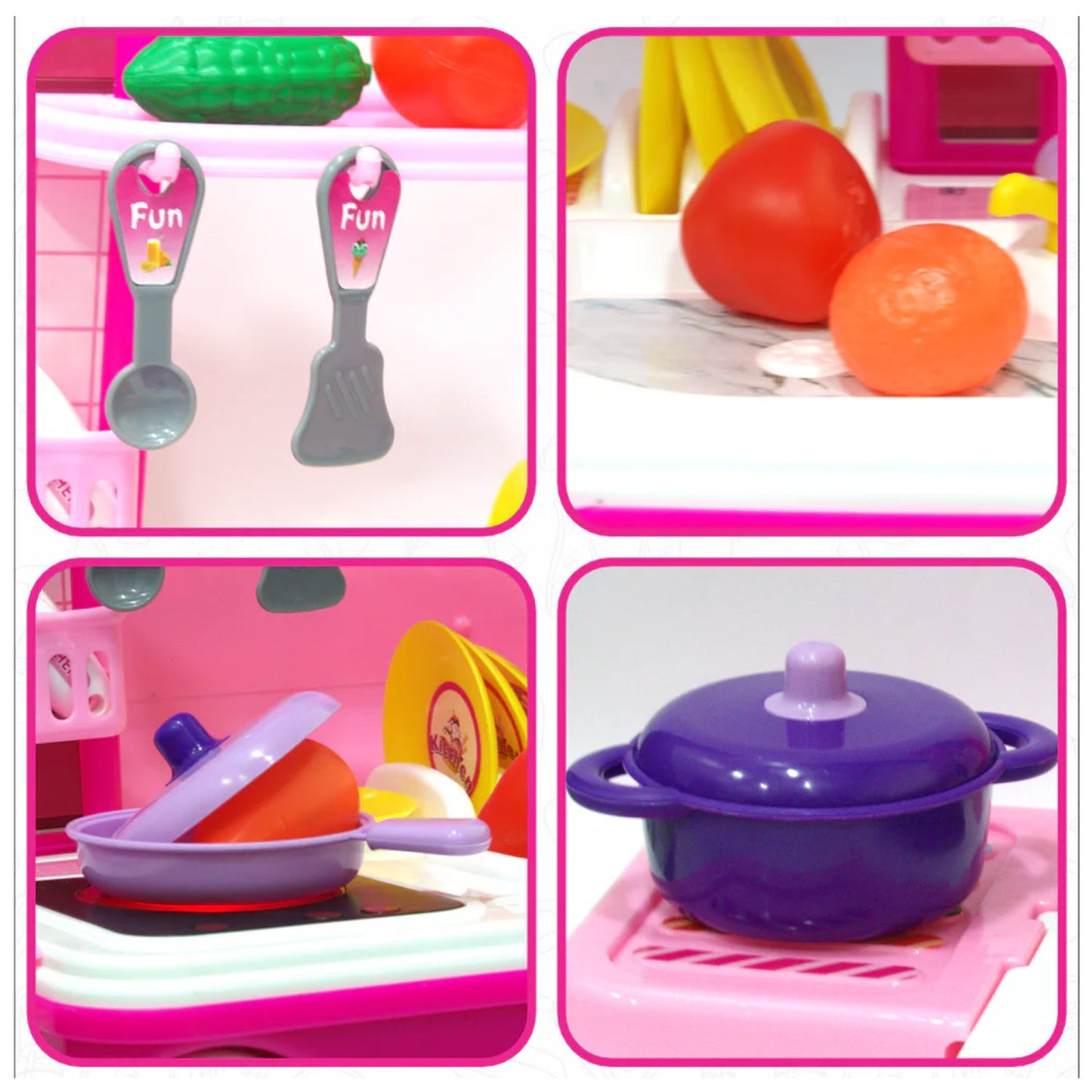 Portable kids cooking toy set, transforming into a table