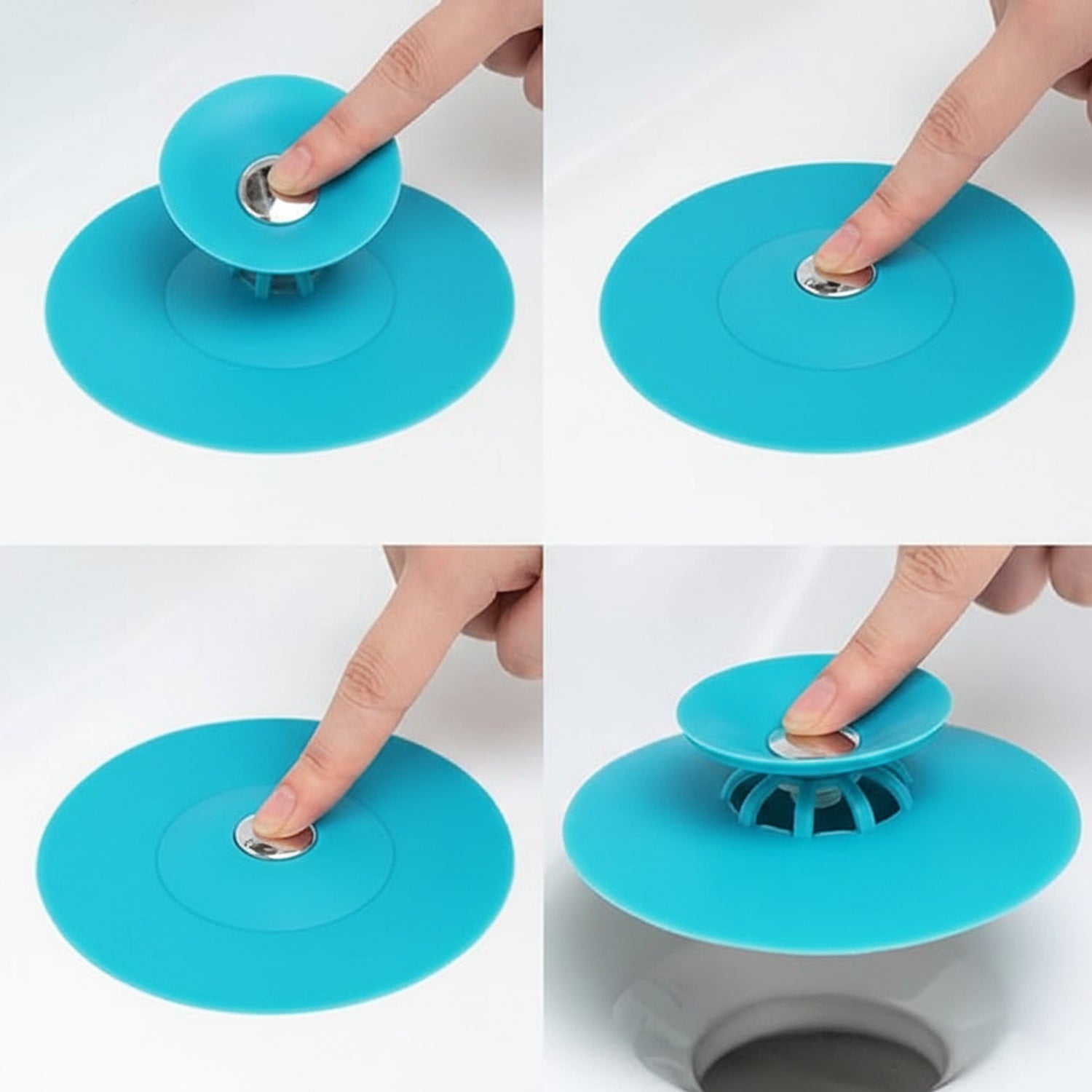 Reusable silicone sink strainer demonstrating flexibility and fit