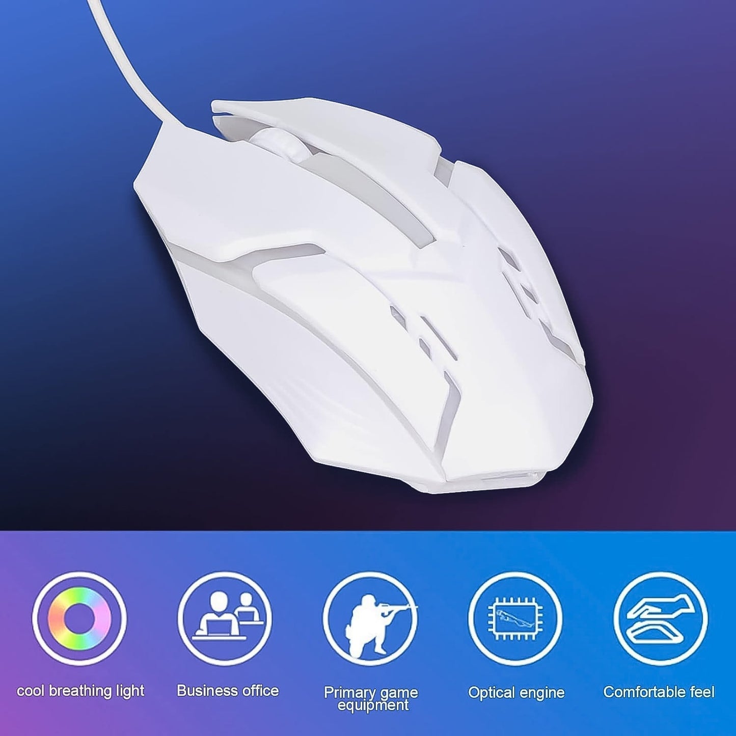 Top-down view of the high DPI gaming mouse, showing its three essential buttons and scroll wheel.