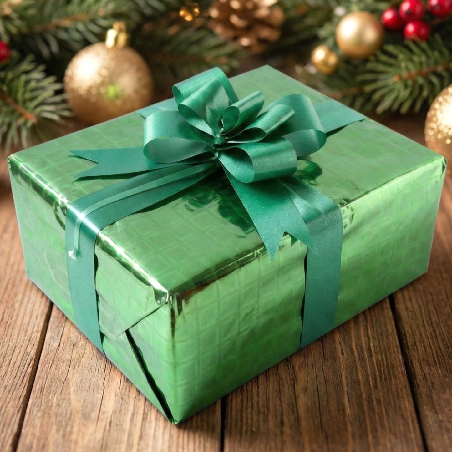 Metallic gift wrapping paper sheets with elegant copper-golden star print