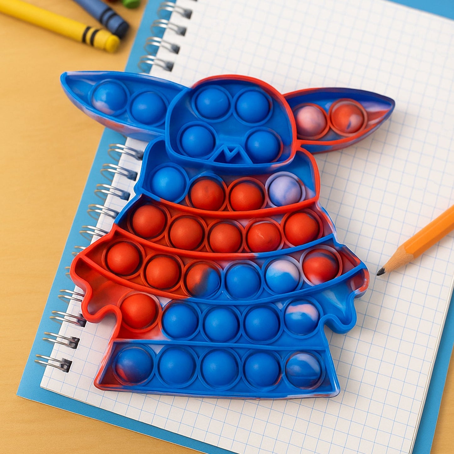 Detail view of silicone Pop It fidget toy bubbles