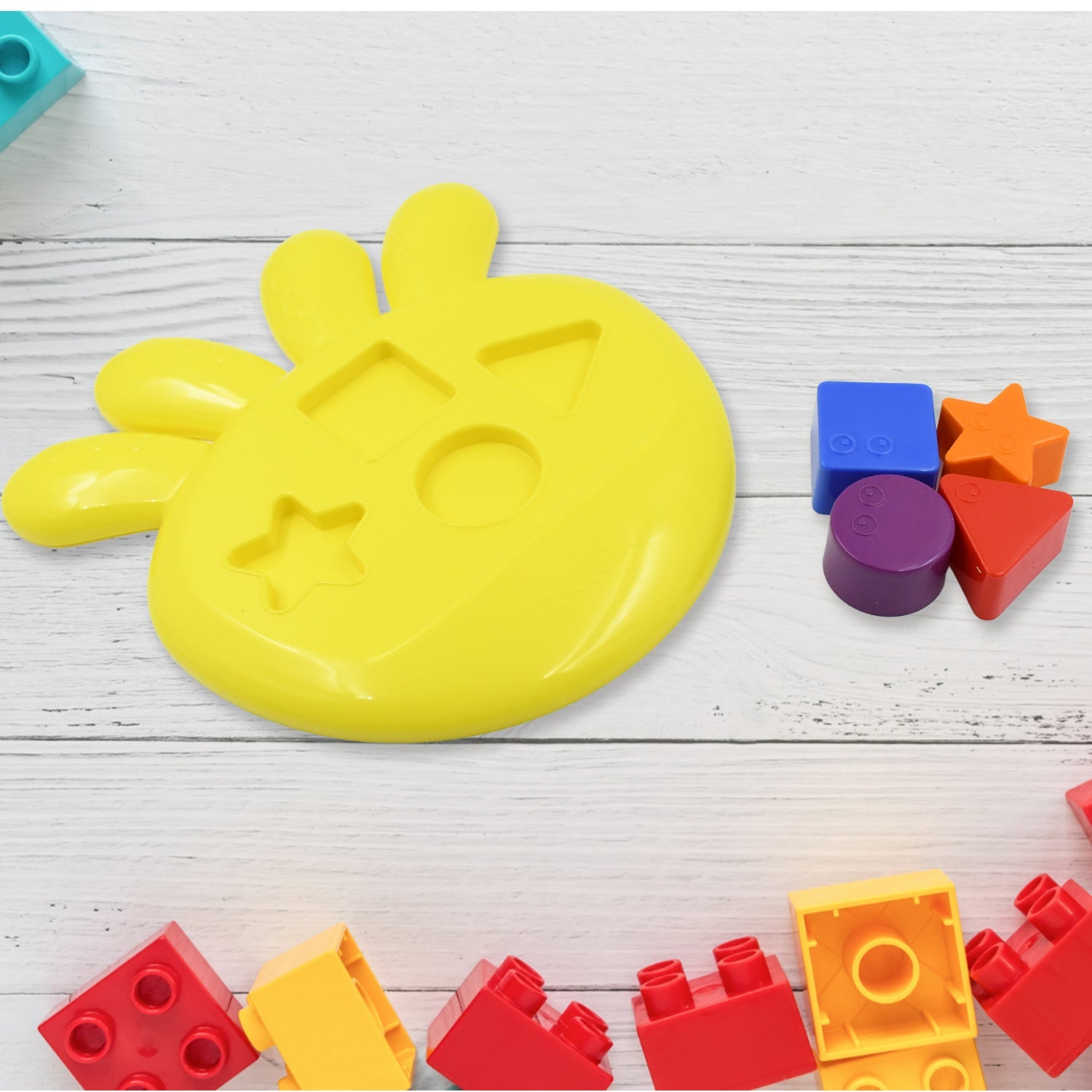 Collection of multicolor shape blocks designed for the Octo Shape Sorter Toy.
