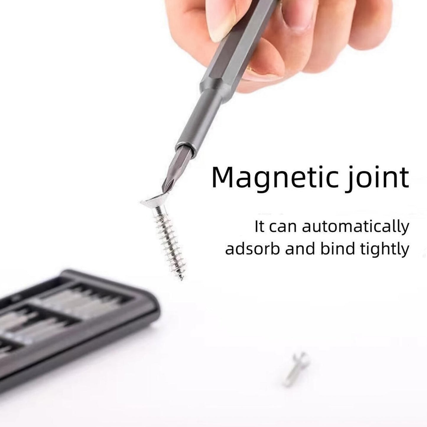 Assortment of 24 different precision screwdriver bits, showcasing the variety for various repair tasks.