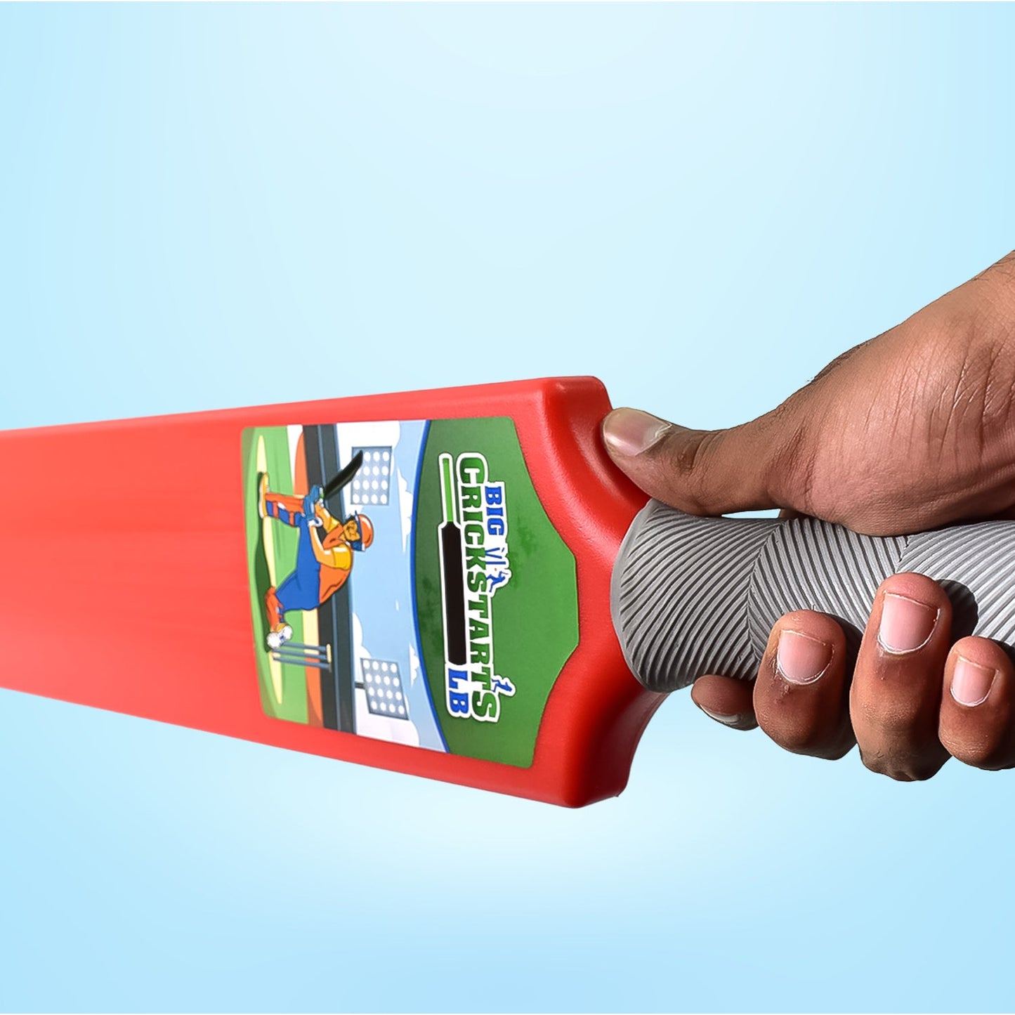 Child-friendly plastic cricket bat, ideal for backyard games.
