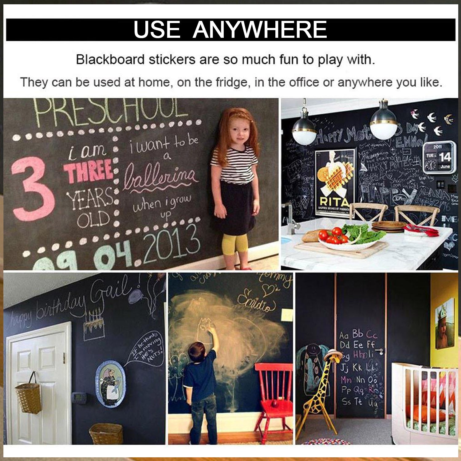 Detailed view of the erasable chalkboard surface of the wall sticker.
