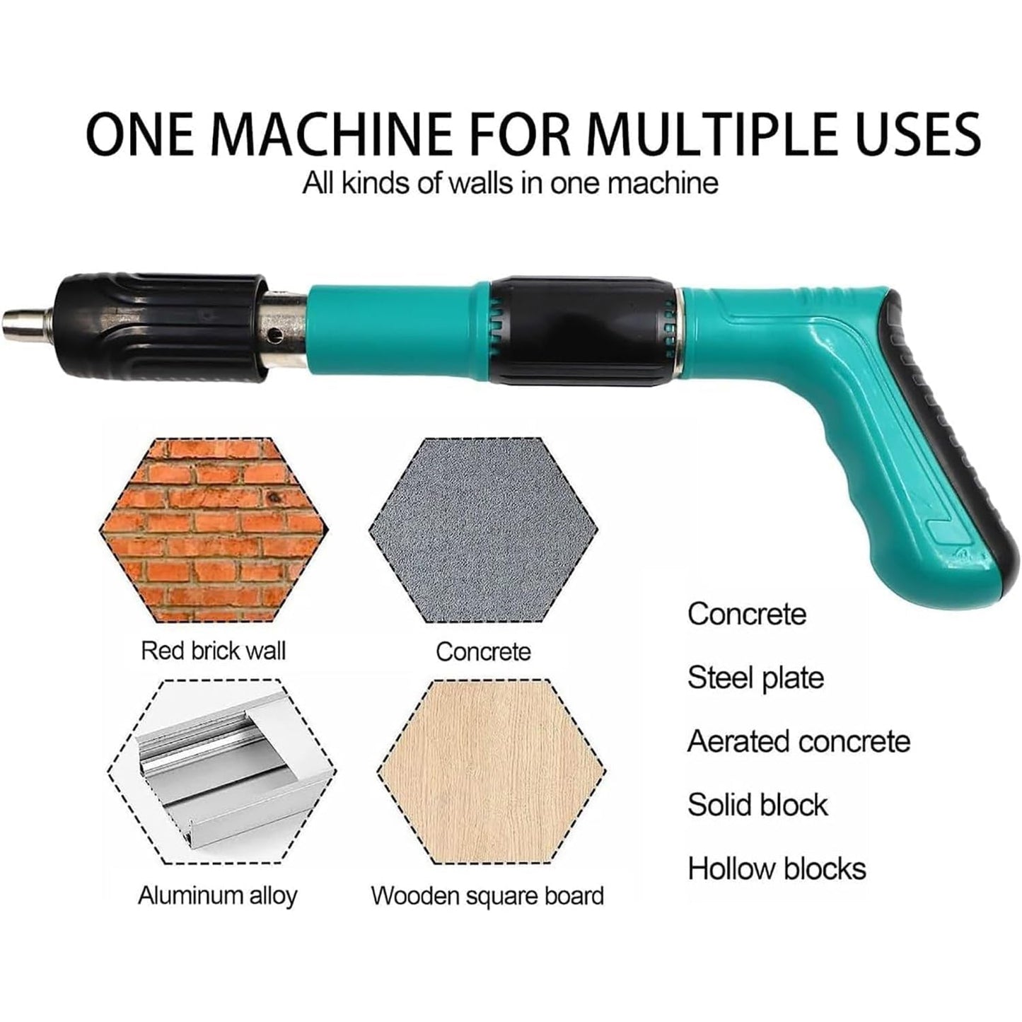 Close-up of a user holding the manual steel nail gun, poised for quick and secure fastening.