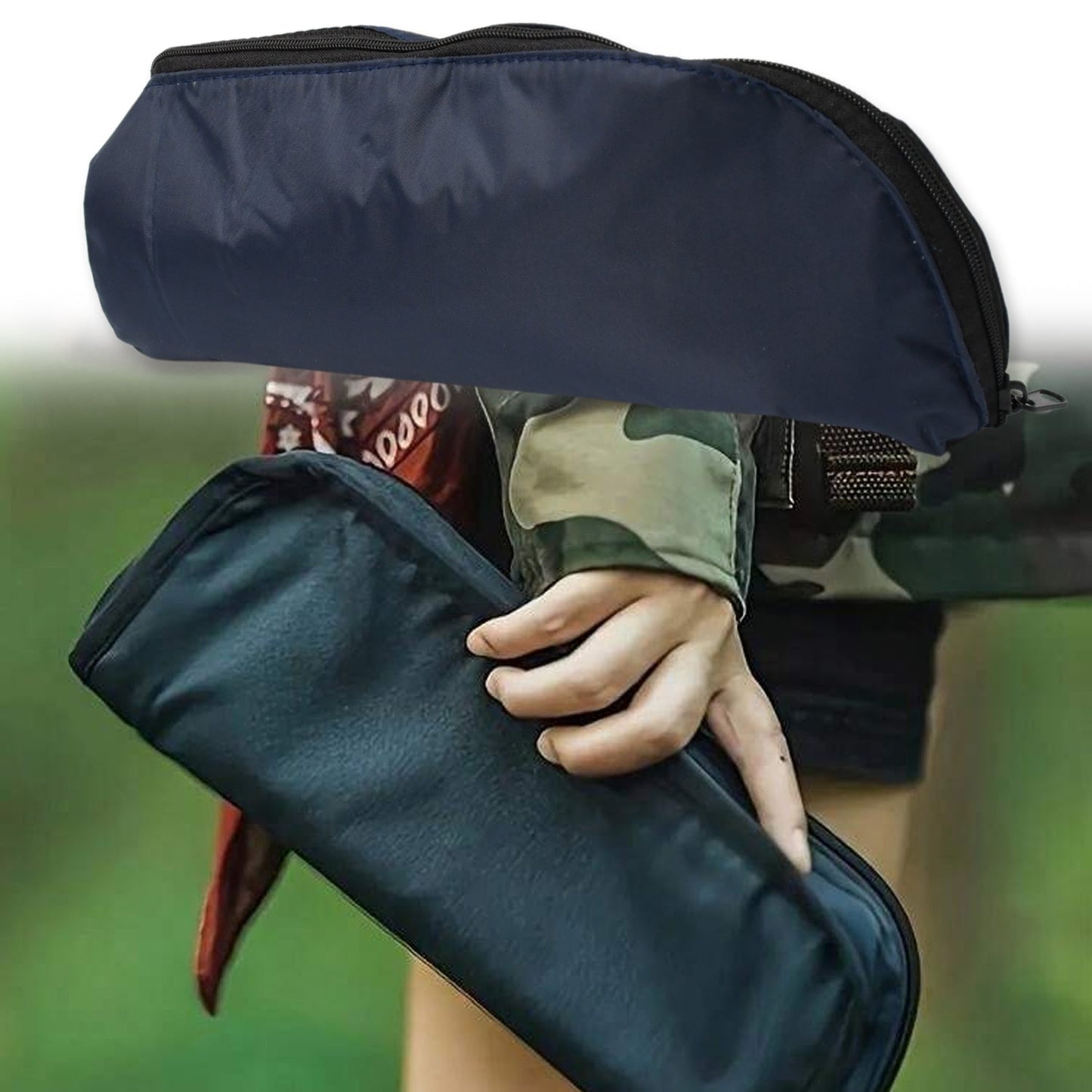Close-up of the durable zip on a FERVENT travel organiser pouch.
