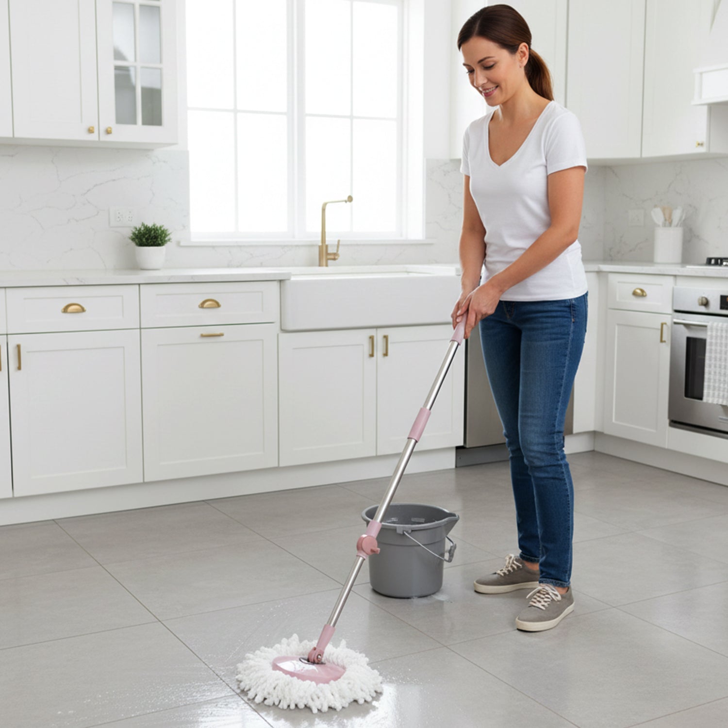 Adjustable mop rod part of turbo spin mop pipe set