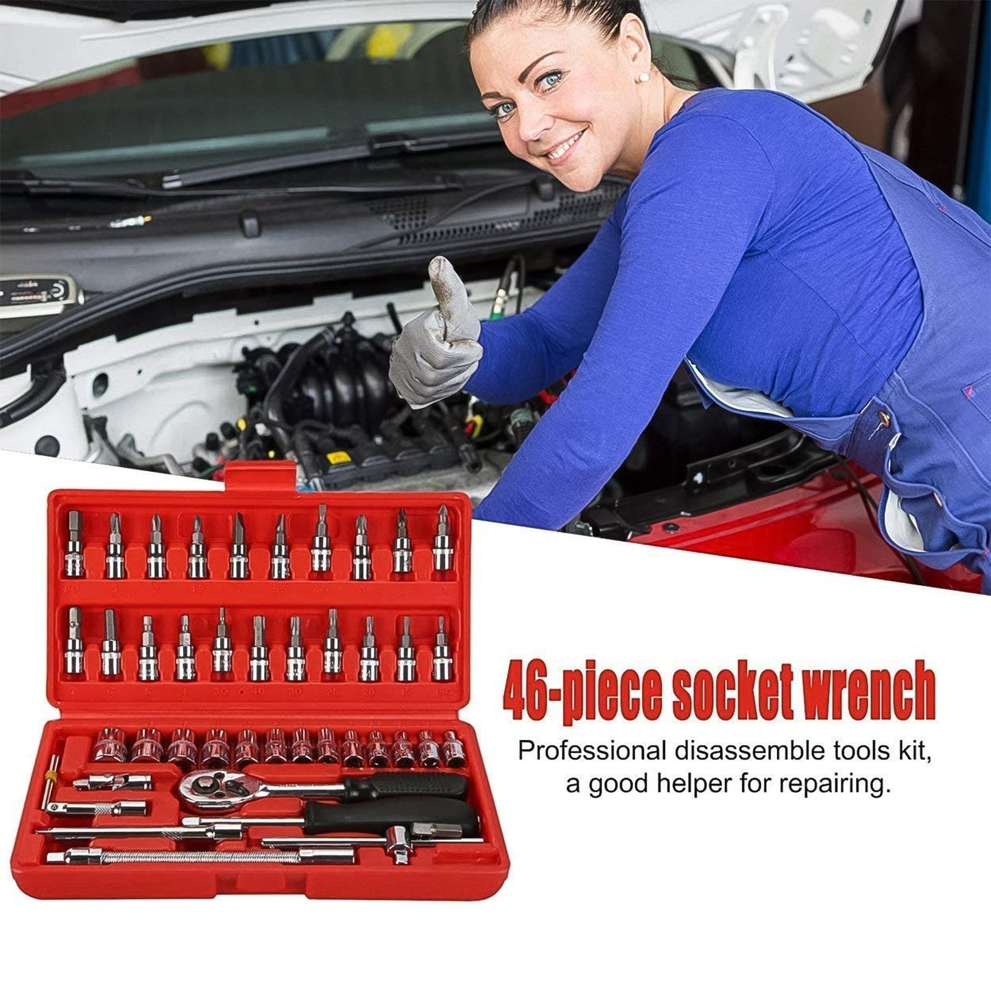 Measurement scale showing dimensions of the compact socket repair tool kit