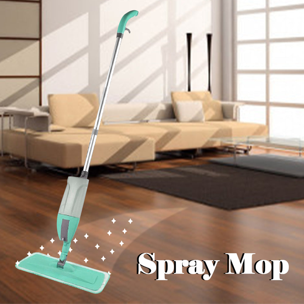 Close-up of the spray mop head with a removable microfiber cleaning pad.
