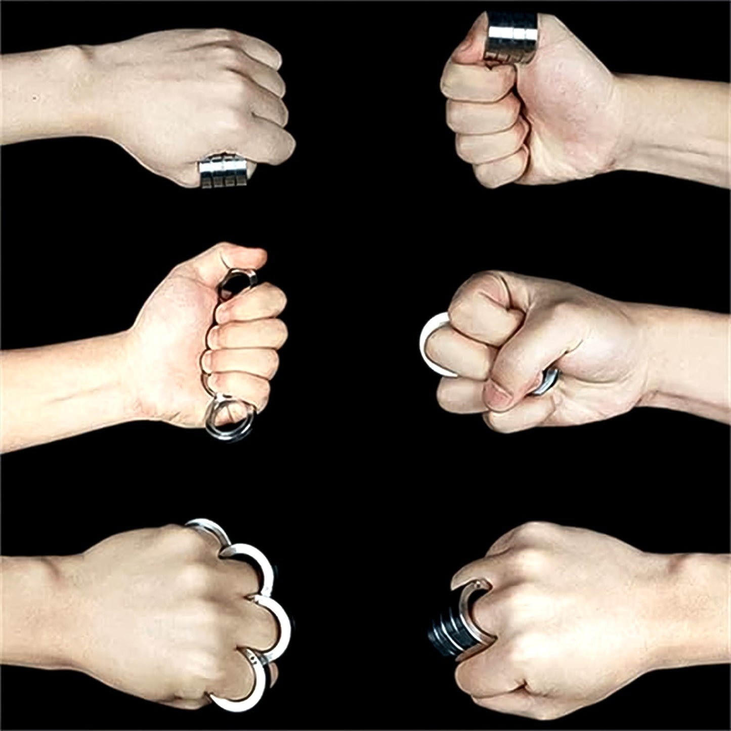 Hand wearing the foldable stress relief ring, demonstrating its compact and discreet design.