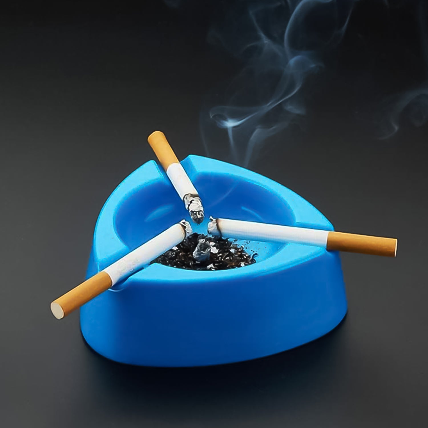 Close-up of heat-resistant surface of plastic ashtray