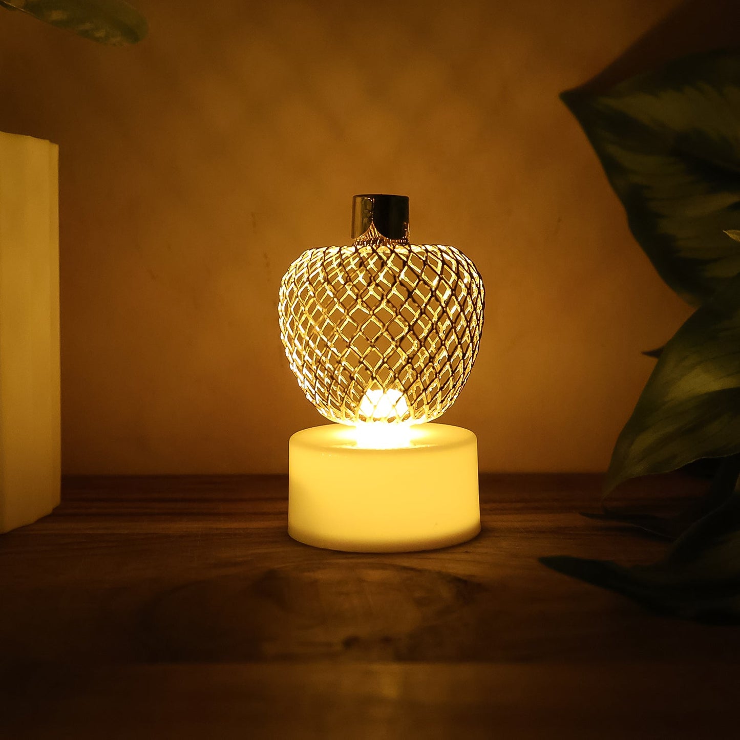 Battery operated apple shape LED tealight candle for home decor