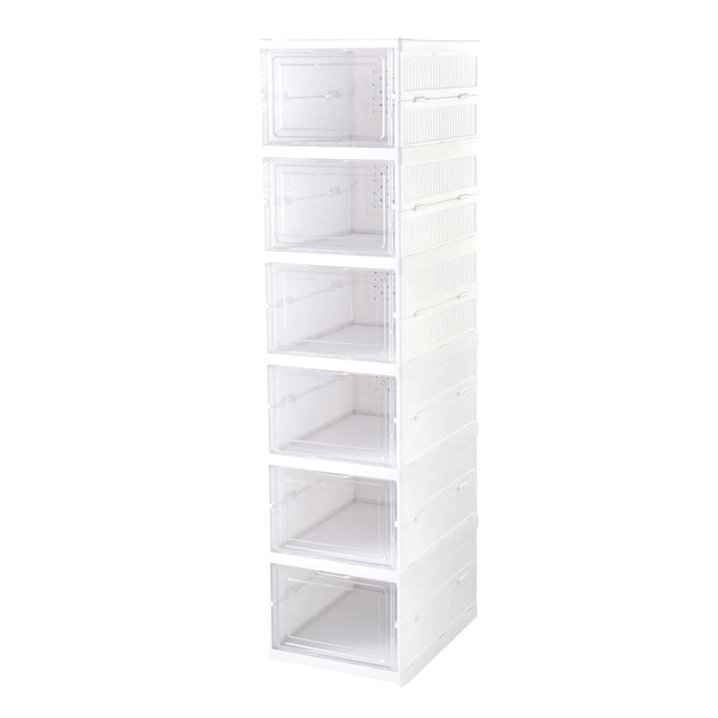 Space-saving storage solution with a 6-layer foldable organizer in a home setting.