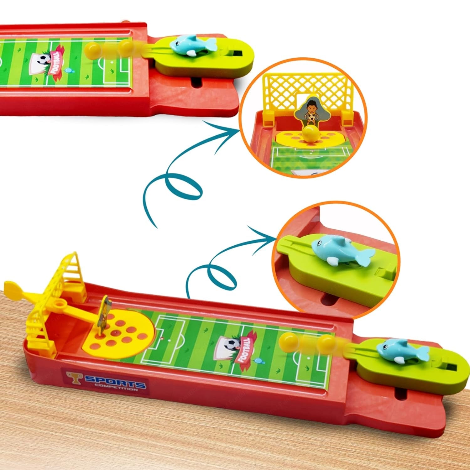 Detailed shot of the goal and score counter on the Finger Football Game.
