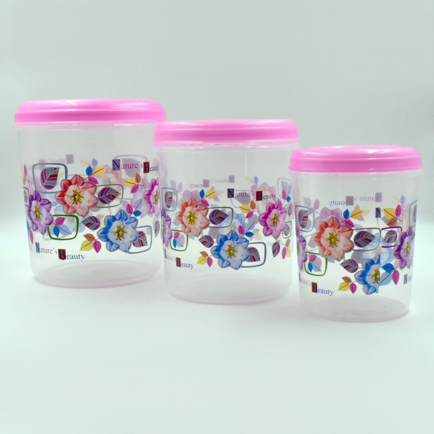 Multi-use plastic storage container set, perfect for various home and office organization.