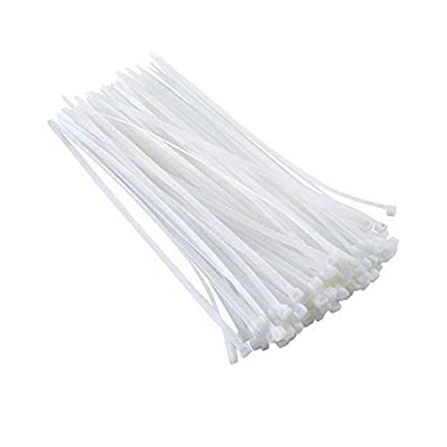 Several black 10-inch heavy-duty nylon cable ties, demonstrating their flexibility and strength.