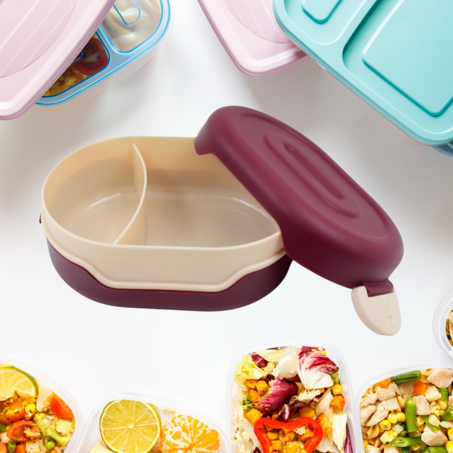Airtight lunch box for carrying meals to school or office.