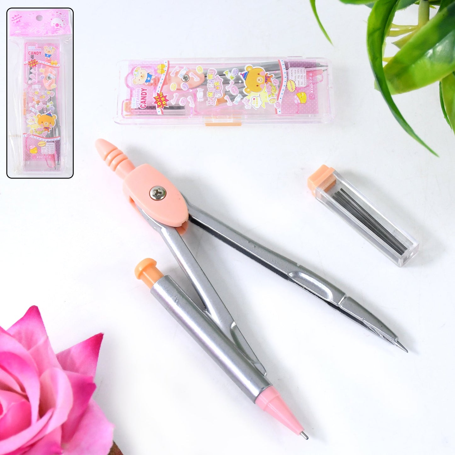 Precision geometry compass set with 4-in-1 tools and transparent case