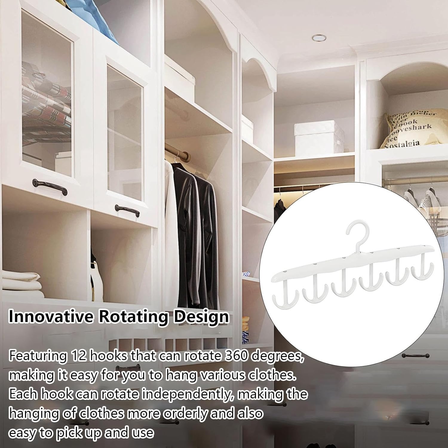 Organivo 12-hook tank top hanger made from durable material, hanging on a closet rod.