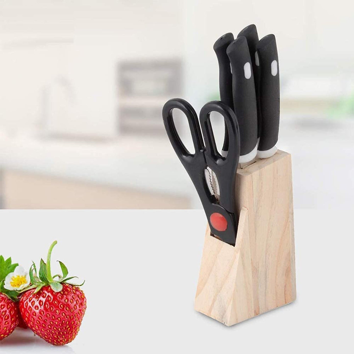 Chef knife set kitchen with durable tempered steel blades and comfortable handles