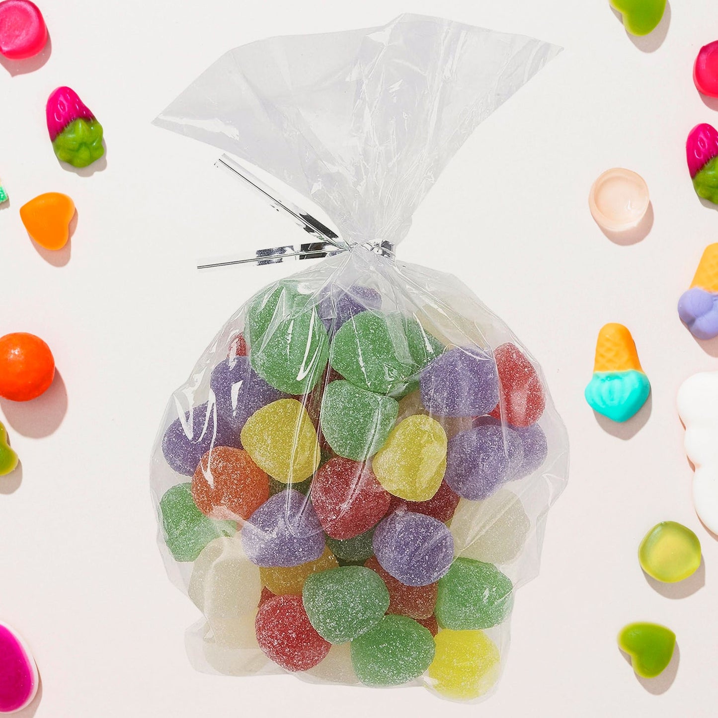 Clear flat cookie bags made from food-grade OPP material, perfect for sweets and snacks