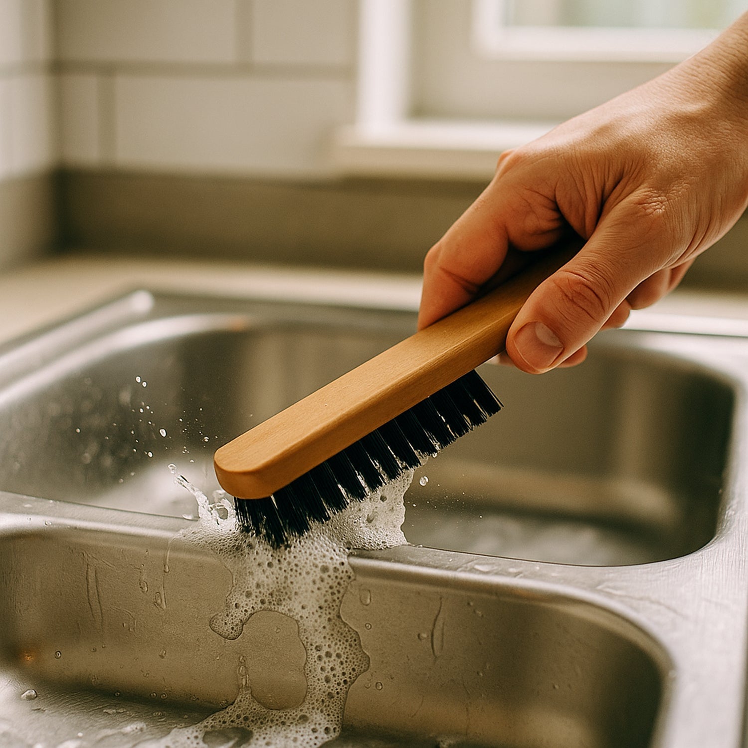 Compact and lightweight household cleaning brush