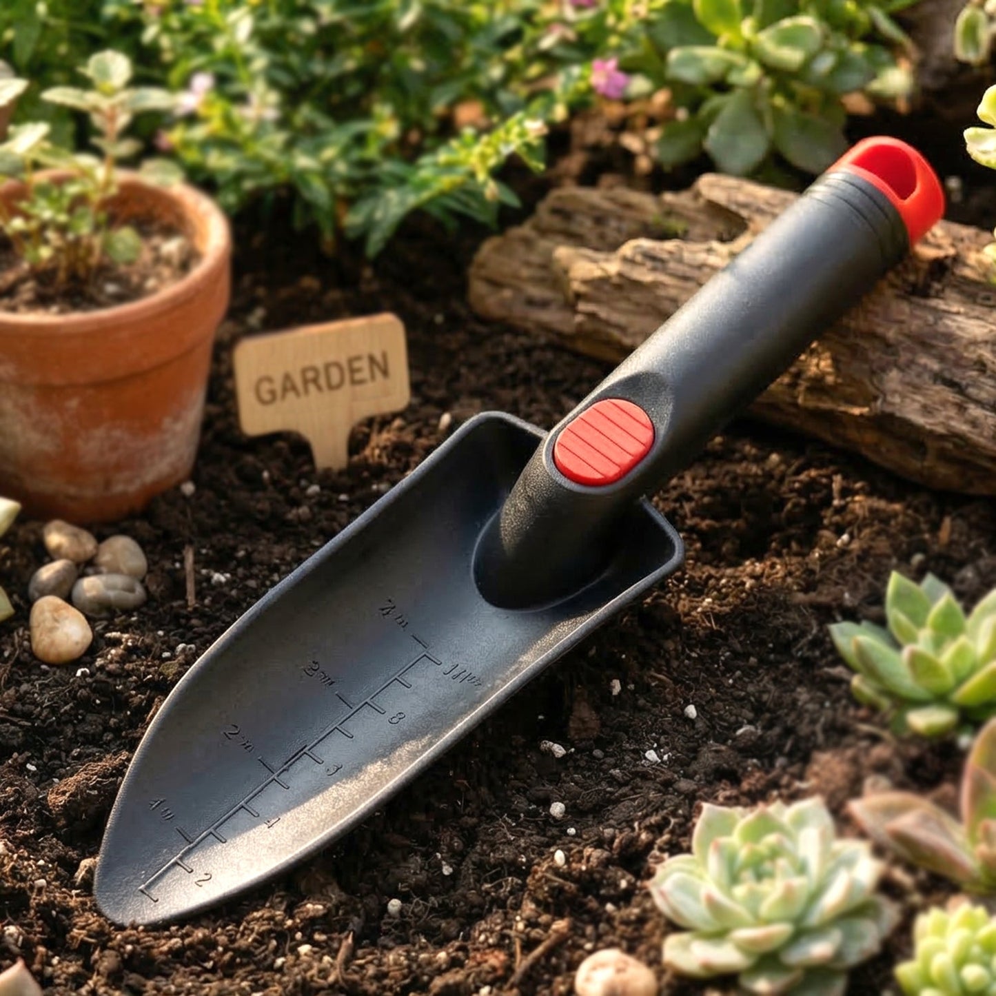 Lightweight hand garden trowel for gardening tasks