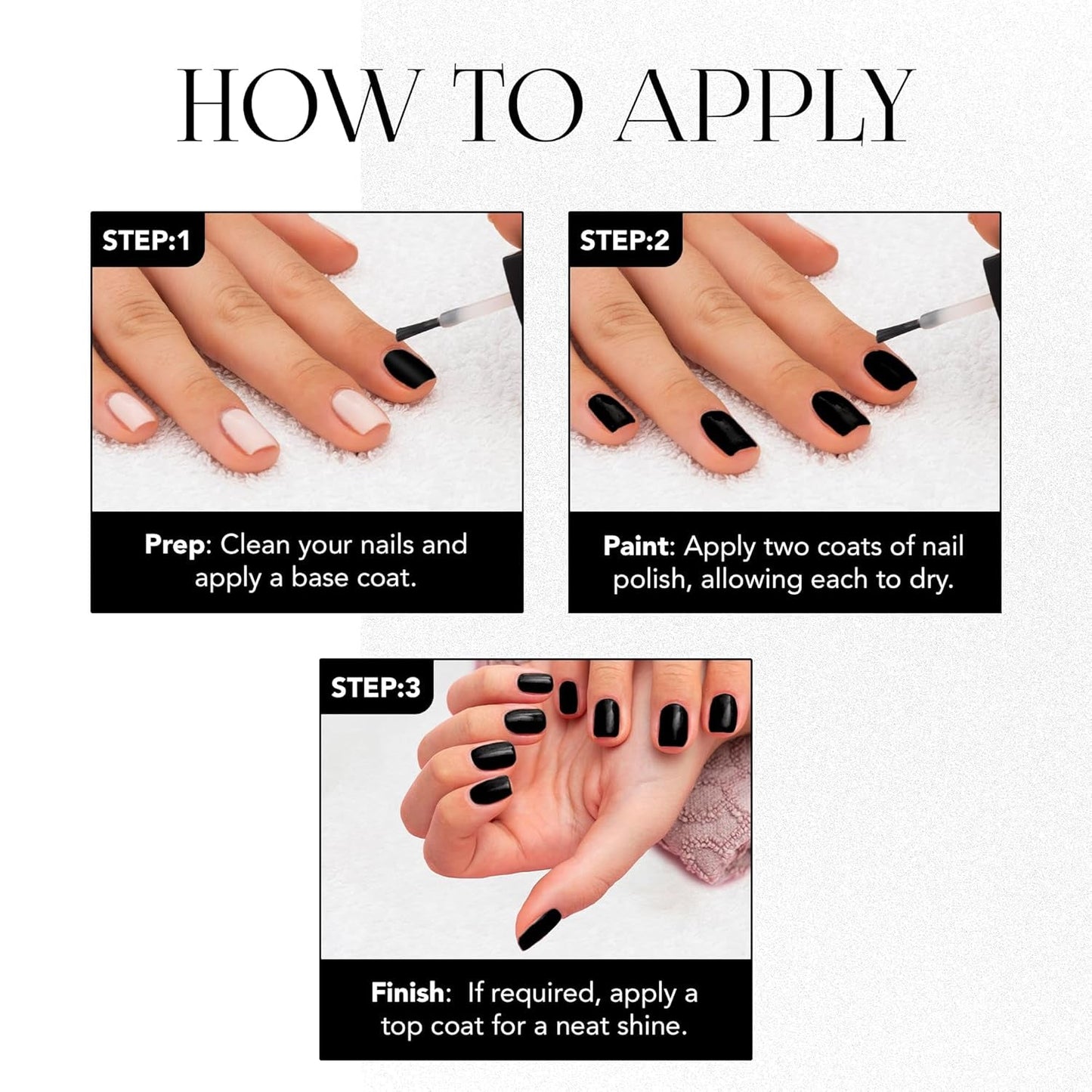 Black Gel Nail Polish bottle with a brush, ready for application.