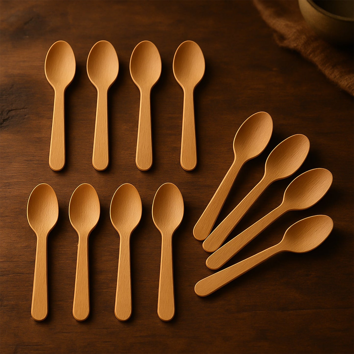 Disposable birchwood wooden spoon 110mm for food and beverage service