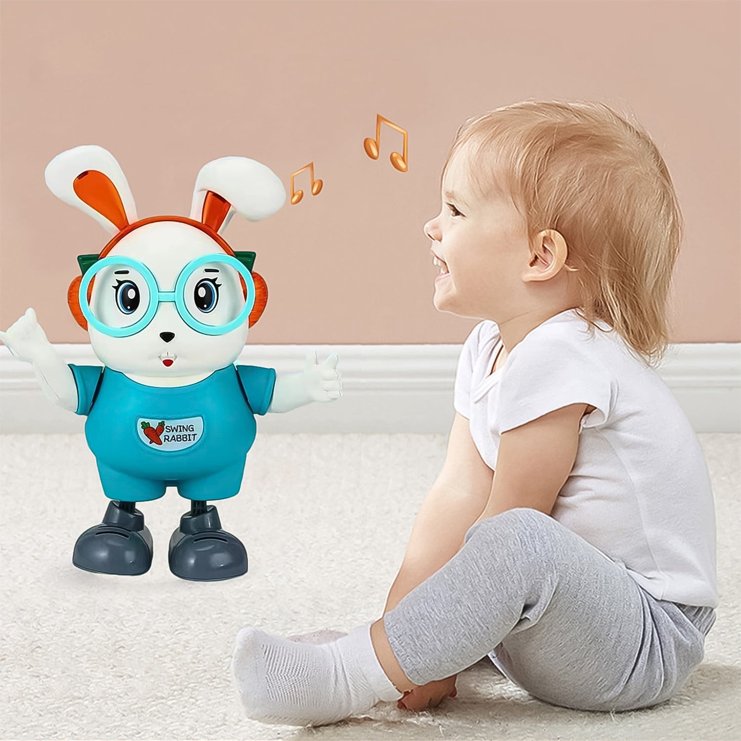 Swing Rabbit Musical Dancing Toy illuminated with flashing LED lights