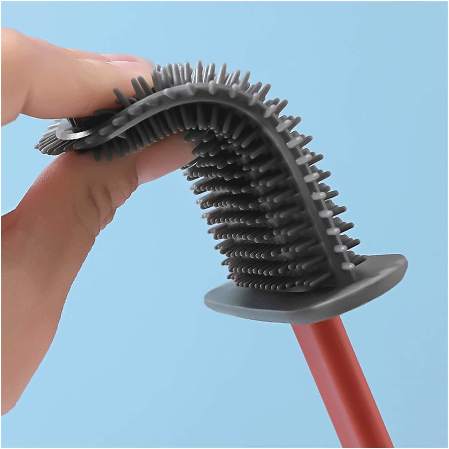 Detail shot of the highly flexible silicone bristles on the toilet cleaning brush.