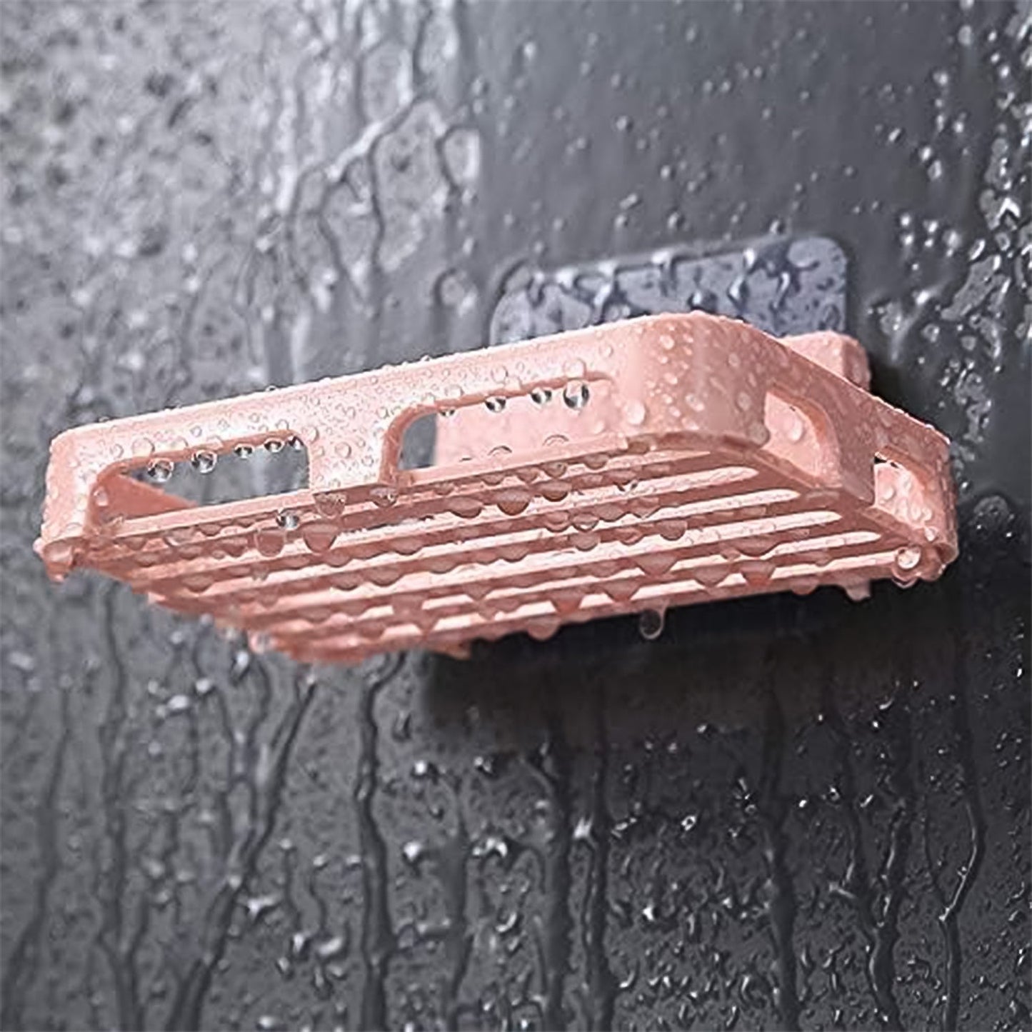 Plastic soap dish holder with drainage slats for soap drying