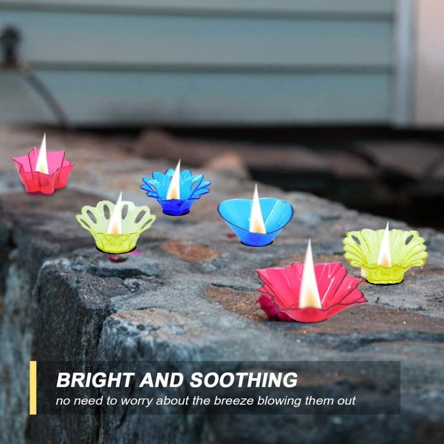 An unlit reflection diya shown from a slight angle, emphasizing its unique cup design for tealight candles.